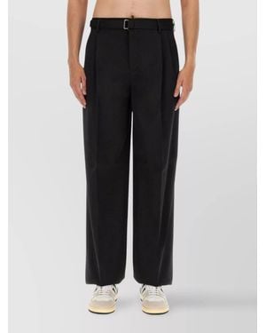 Lanvin Wool Wide-Leg Trousers - Black