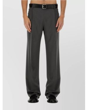 Moschino Virgin Wool Straight-Leg Trousers - Black