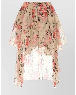 Loewe Printed Silk Asymmetric Skirt - White