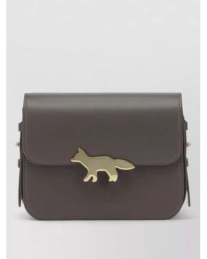 Maison Kitsuné Leather Crossbody Bag - Grey