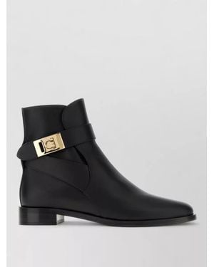 Ferragamo Leather Ankle Boots - Black