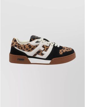 Fendi Leather And Suede Low-Top Sneakers - Metallic