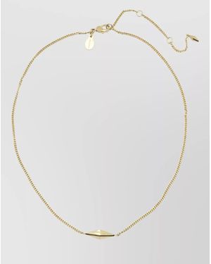 Jimmy Choo Diamond Necklace Adjustable Chain Geometric Pendant - White