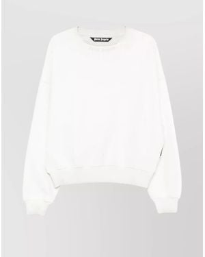 Palm Angels Loose Collar Crew Sweater Logo - White