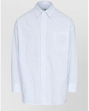 MM6 by Maison Margiela Longline Striped Shirt Long Sleeves Collar - White