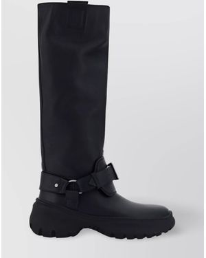 Burberry Leather High Boots - Blue