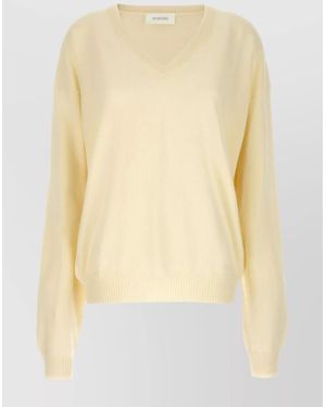 Sportmax V-Neck Knit Jumper Dropped Shoulders - Yellow
