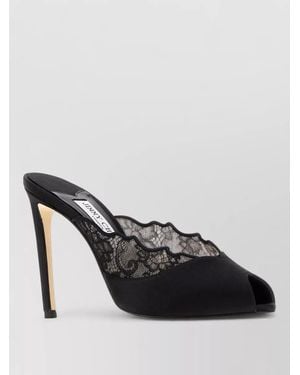 Jimmy Choo Satin And Lace Mules - Black