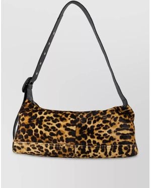 Ami Paris Leopard-Print Leather Shoulder Bag - Metallic