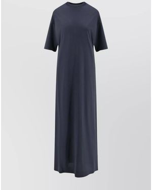 Balenciaga Cotton Oversized Ribbed Midi T-Shirt Dress - Blue
