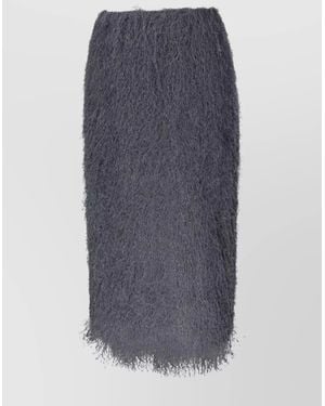 Dries Van Noten Textured Knee-Length Skirt Elastic Waistband - Blue