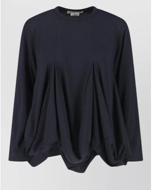 Comme des Garçons Knitwear Long Sleeves Round Neck Pleated Design - Blue