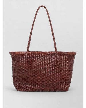 Dragon Diffusion Beach Bag Woven Design Top Handles - Red