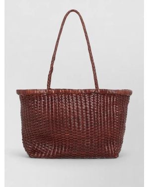 Dragon Diffusion Beach Bag Woven Design Top Handles - Red