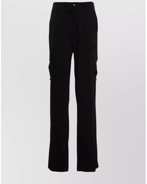 David Koma Satin Straight Trousers - Black