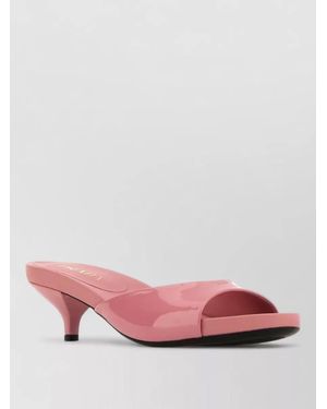 Prada Leather Mules Open Toe Kitten Heel - Pink