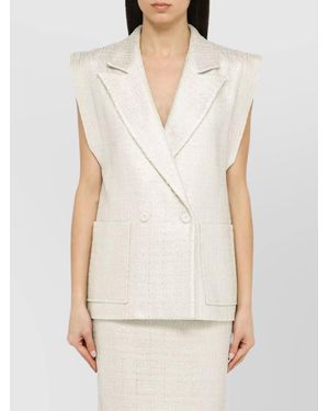 FEDERICA TOSI Cotton Blend Double Breasted Waistcoat - White