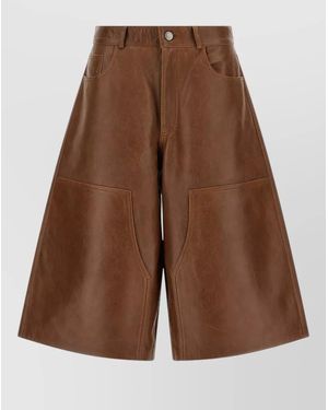 Haikure Legacy Bermuda Shorts Wide Leg Belt Loops - Brown