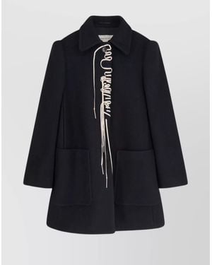 Dries Van Noten Wool Blend Coat With Collared Neck And Pockets - Blue