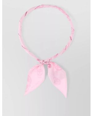 McQueen Silk Foulard Skull Print Fashion Accessory - Pink
