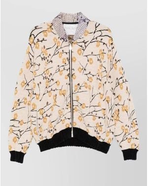 forte_forte Floral Jacquard Bomber Jacket - Natural