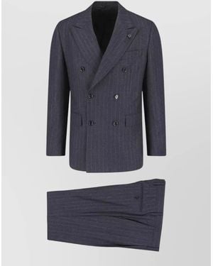 Lardini Tailored Double Breasted Pinstripe Suit Set - Blue