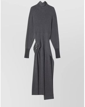 Lanvin Knee Length Dress With Turtleneck And Side Slit - Blue