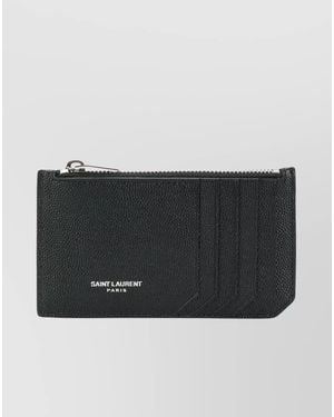 Saint Laurent Leather Zipped Card Holder - Black