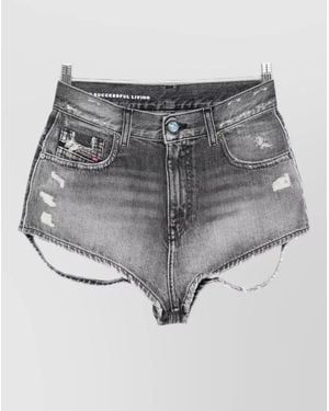 DIESEL Denim Distressed Shorts - Grey