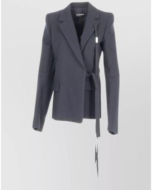 Ann Demeulemeester Virgin Wool Asymmetric Tailored Blazer - Blue
