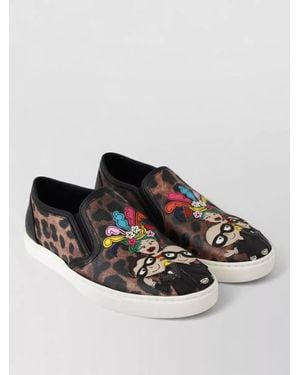 Dolce & Gabbana Leopard Print Slip On Sneakers Refined Style - Brown