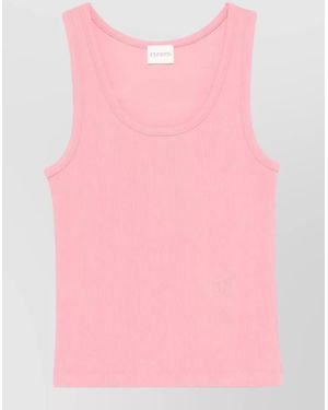 Closed Cotton Tank Top Soft Ribbed Texture - Pink