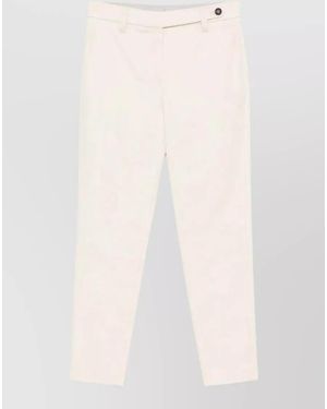 Brunello Cucinelli High Waist Slim Cotton Tailored Pants - White