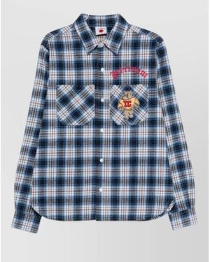ICECREAM Cotton Shirt Button Down Collar Plaid - Blue