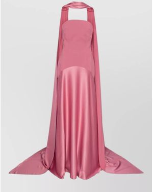 Solace London Mae Strapless Maxi Dress Scarf Detail - Pink