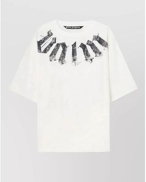 Palm Angels Logo Cotton T Shirt Relaxed Fit - White