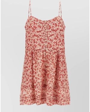 Isabel Marant Floral-Print Cotton Mini Playsuit - Red