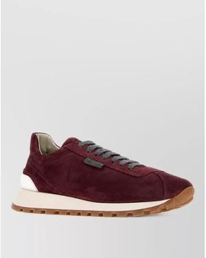Brunello Cucinelli Suede Lace-Up Trainers - Brown