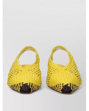 Jacquemus Leather Slingback Flat Sandals - Yellow