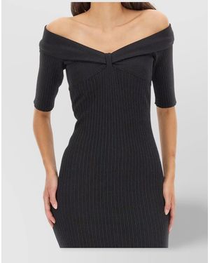 Philosophy Off-The-Shoulder 3/4-Sleeve Midi Dress - Black