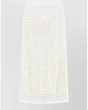 Max Mara Open Knit Midi Skirt Hand Wash - White