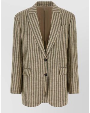 Brunello Cucinelli Striped Single-Breasted Blazer - Natural