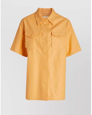 Stand Studio Shirt With Pockets And Collared Neck - Orange