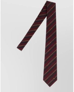 Gucci Jacquard Tie Featuring Diagonal Stripe Pattern - Purple