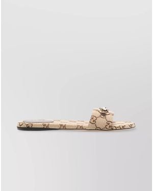 Gucci Canvas Slide Sandals - Metallic