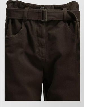 Brunello Cucinelli High Rise Wide Leg Belted Jeans - Black
