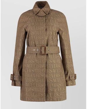 Versace Leather Trench Coat - Natural