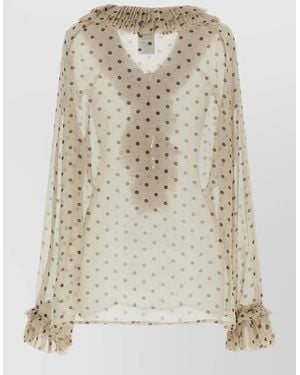 P.A.R.O.S.H. Pallina Blouse Long Sleeves Polka Dots - Natural