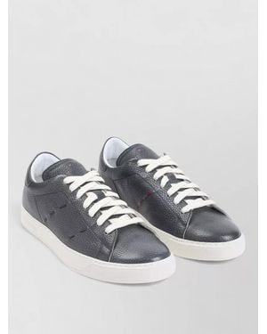 Kiton Low Top Sneakers Grained Leather Laces - Metallic