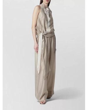 Entire studios Draped Neck Sleeveless Tie Waist Jumpsuit - White